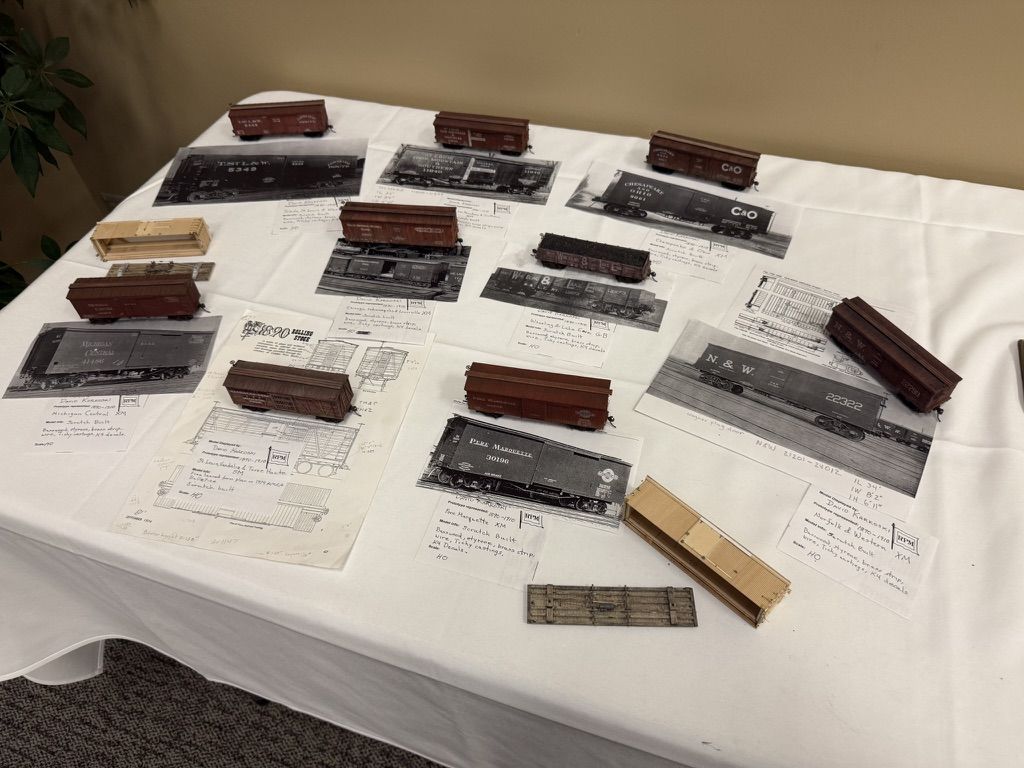 Early wood boxcar models with prototype photos
